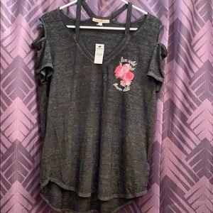 🛍Express Cold Shoulder Gray Tee 🛍